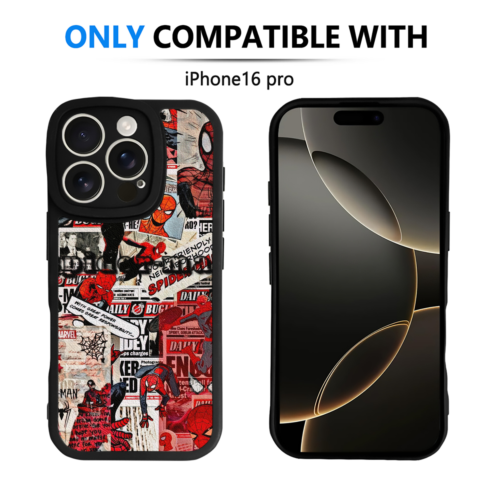Spider Man スパイダーマン 【iPhone 16シリーズ対応】シリコンスマホケース（レザー調） 材質：シリコン